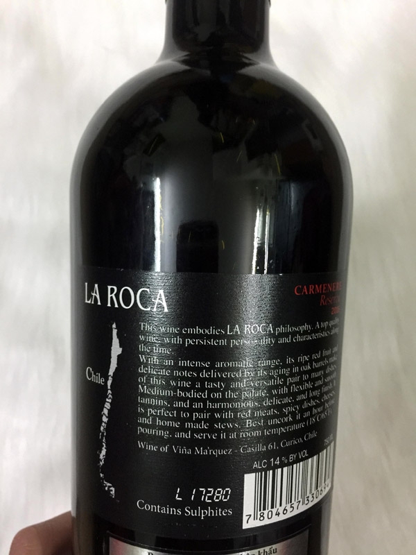 Rượu Vang ChiLe - LA ROCA RESERVA 2016