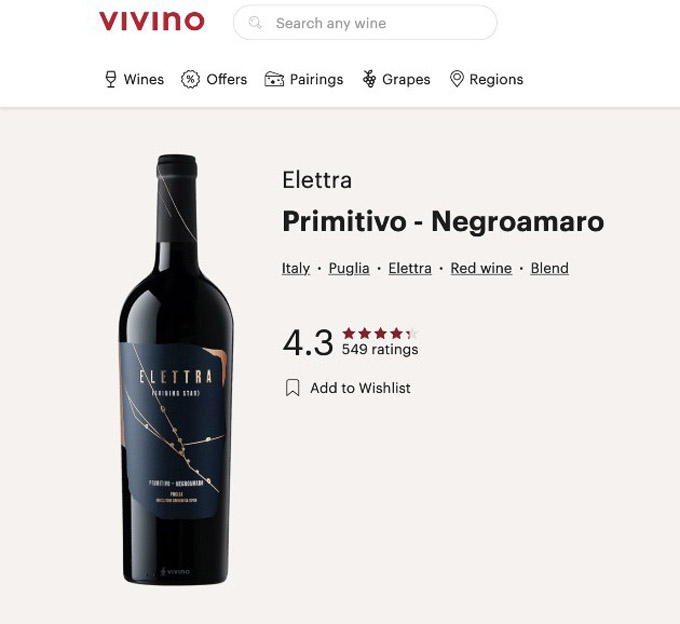 Rượu vang Elettra Primitivo Negroamaro Puglia IGT Rượu Vang ý đỏ Elettra Primitivo Negroamaro Puglia IGT chính hãng
