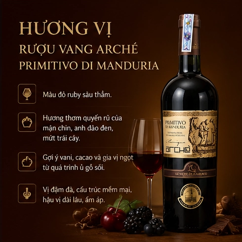 Hương vị Rượu Vang Arche Primitivo Di Manduria
