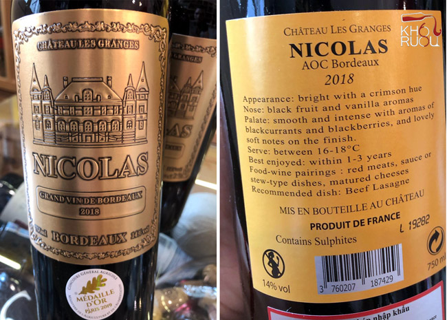 Rượu Vang Pháp Nicolas Bordeaux Rượu Vang Pháp Nicolas Bordeaux