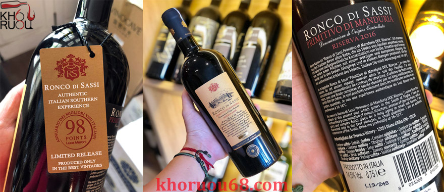 Rượu Vang Ý Ronco Di Sassi Di Manduria DOC Reserva Limited Edition