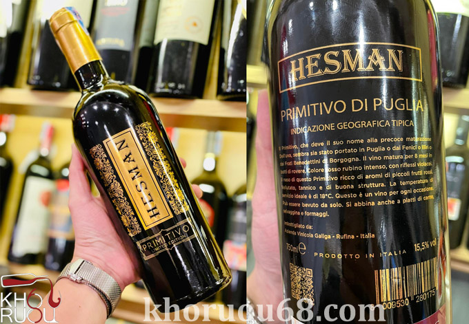 Rượu Vang Ý đỏ Hesman Primitivo Limited Edition chính hãng