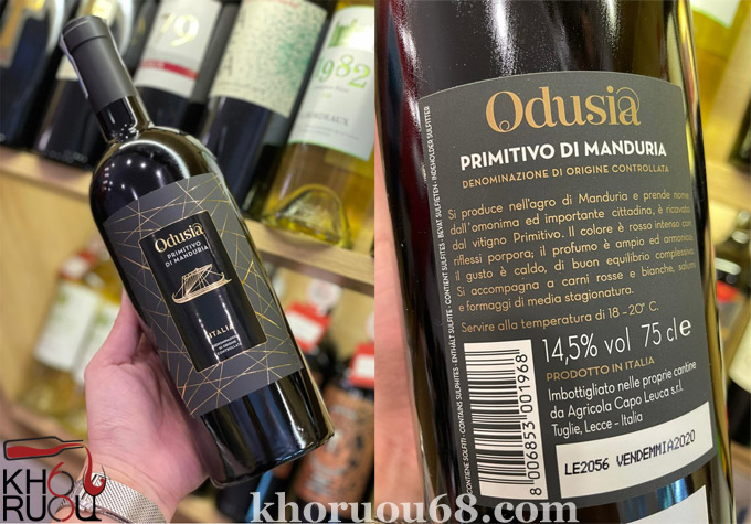 Rượu Vang Ý đỏ Odusia Primitivo Di Manduria rượu vang odusia
