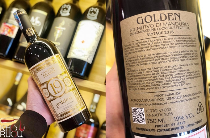 Rượu Vang Cantine Erario Golden 19 độ