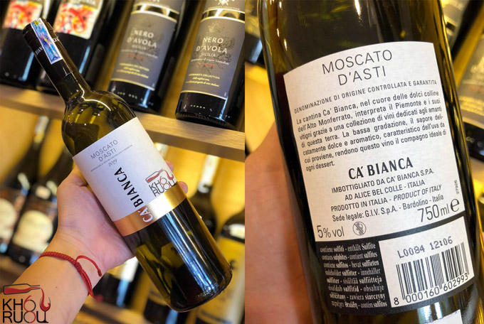 Rượu vang ngọt ý Moscato D'asti Ca bianca nhập khẩu