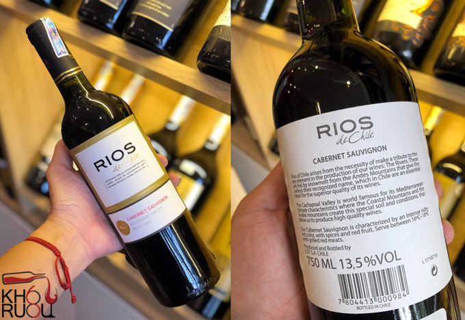 Rượu vang Chile Rios Cabernet Sauvignon nhập khẩu Rượu Vang Đỏ Rios Cabernet Sauvignon 13,5% vol