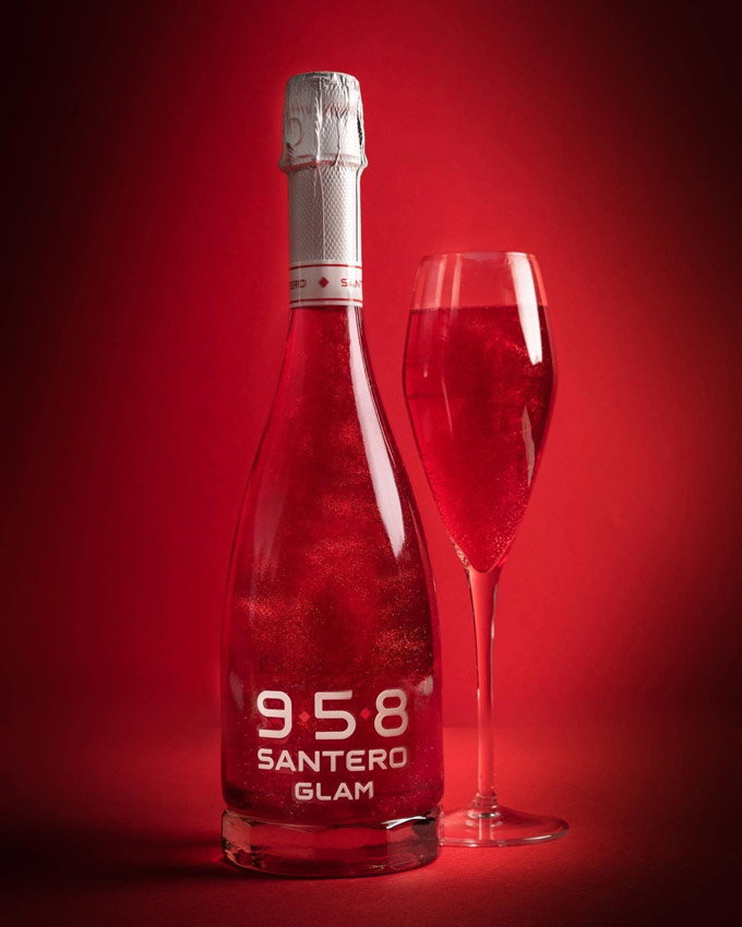 Rượu vang nổ Santero 958 Glam Red