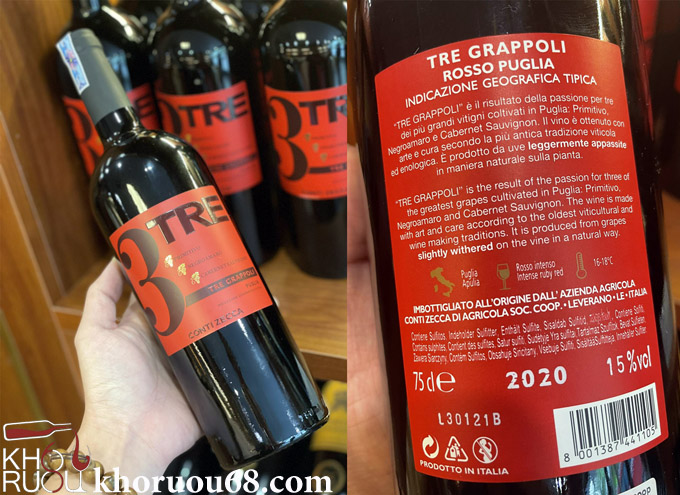 Rượu vang Ý 3 Tre Grapolli Rượu vang Ý 3 Tre Grapolli