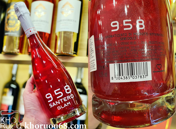 Rượu vang nổ Santero 958 Glam Red