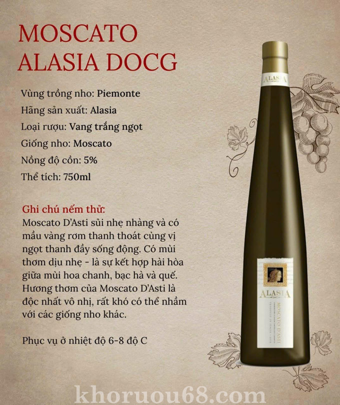 Rượu vang Ý Moscato D'asti Rượu vang Ý Moscato D'asti
