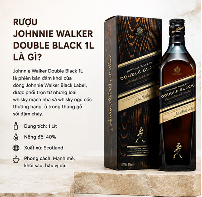 Rượu Johnnie Walker Double Black 1L