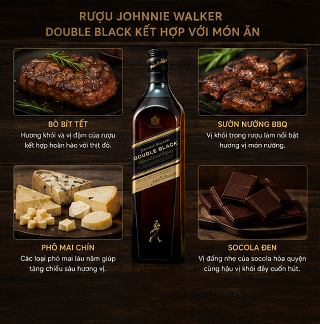Rượu Johnnie Walker Double Black Kết Hợp Với Món Ăn