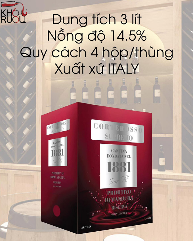 Rượu Vang Bịch 1881 Primitivo di Manduria