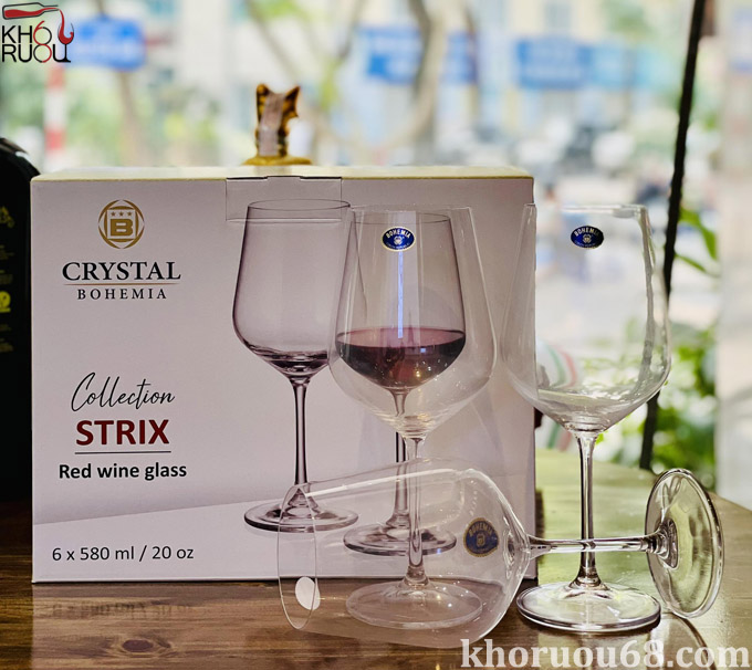 Decanter Pha Lê Rona Mendoza Ly Rượu Vang Crystal Bohemia Strix 580ml