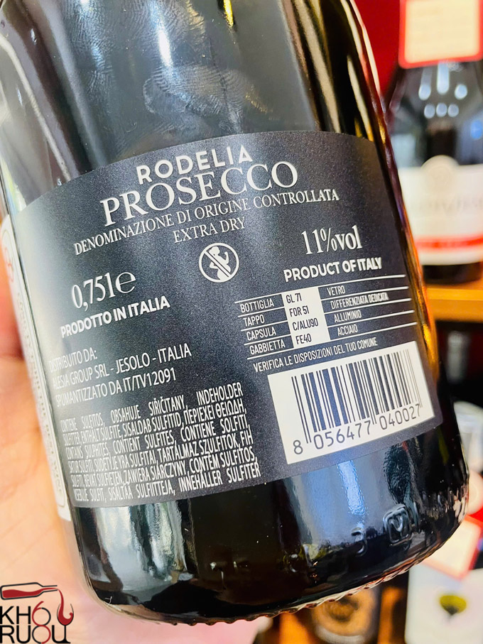 Rượu vang Sủi Rodelia Prosecco Rodelia Prosecco