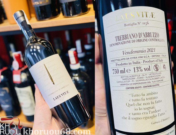 Rượu vang trắng Laus Vitae Trebiano