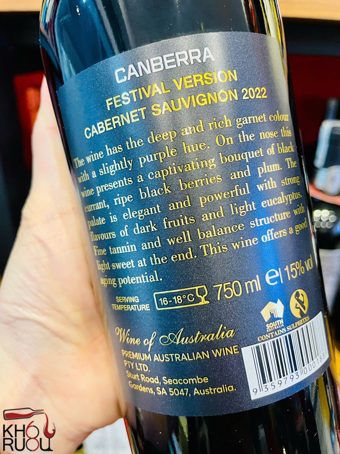 Rượu vang Úc Canberra Cabernet Sauvignon hình con rắn