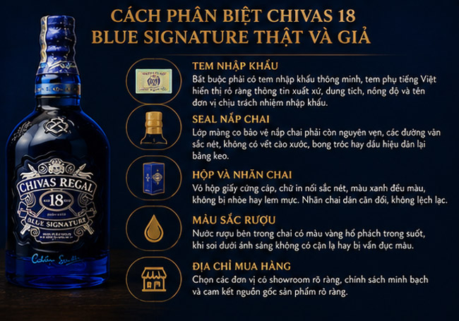 Cách Phân Biệt Chivas 18 Blue Signature Thật Và Giả