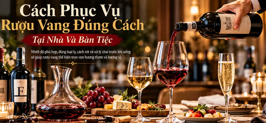 Cách Phục Vụ Rượu Vang Đúng Cách Tại Nhà Và Bàn Tiệc