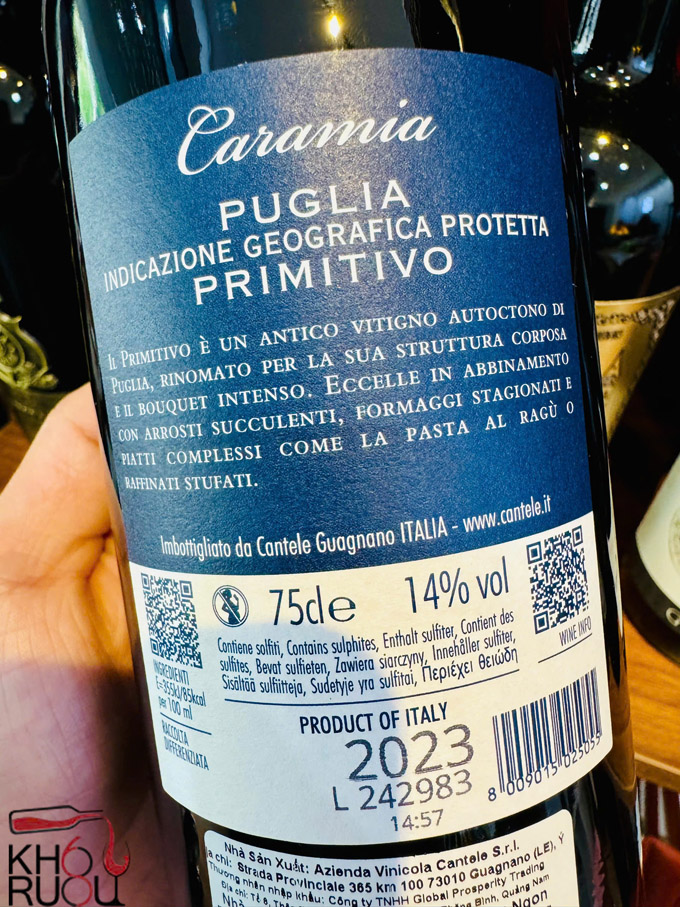 Rượu vang Ý Caramia Primitivo Rượu vang Ý Caramia Primitivo