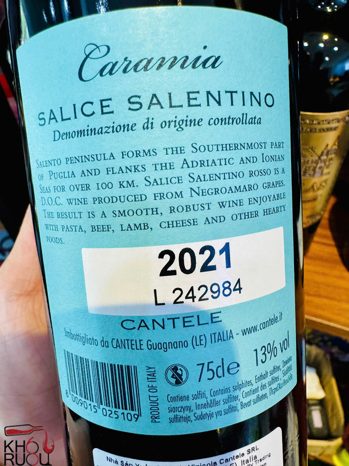 Rượu Vang Ý Caramia Salice Salentino Rượu Vang Ý Caramia Salice Salentino