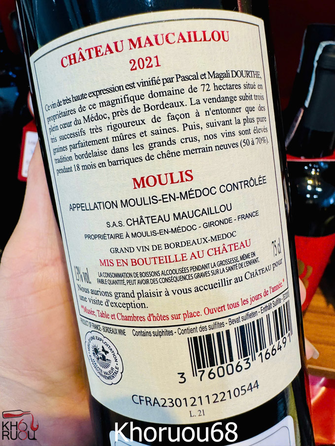 Rượu Vang Pháp Château Maucaillou Moulis-en-Médoc 2021 Rượu Vang Pháp Château Maucaillou Moulis-en-Médoc 2021