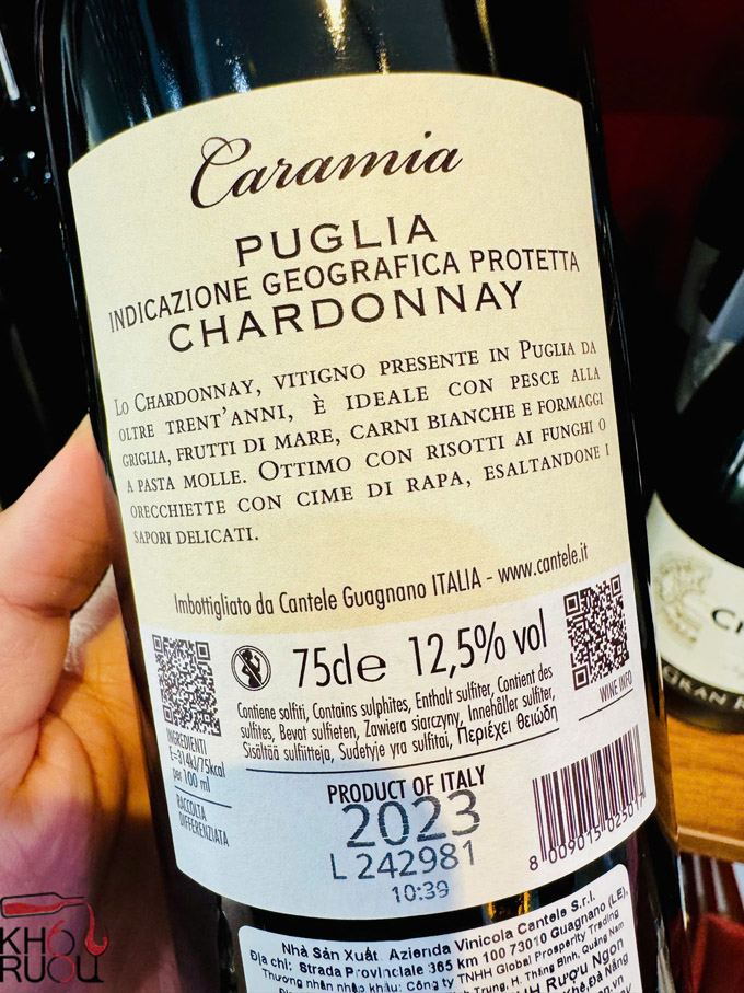 Rượu Vang Ý Caramia Chardonnay