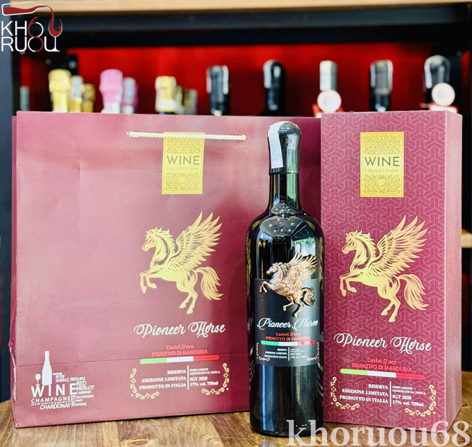 Vang Ý Pioneer Horse 17% – Rượu vang đỏ Primitivo cao cấp Vang Ý Pioneer Horse 17%