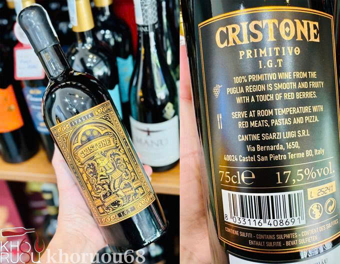 Rượu Vang Ý Cristone Primitivo IGT