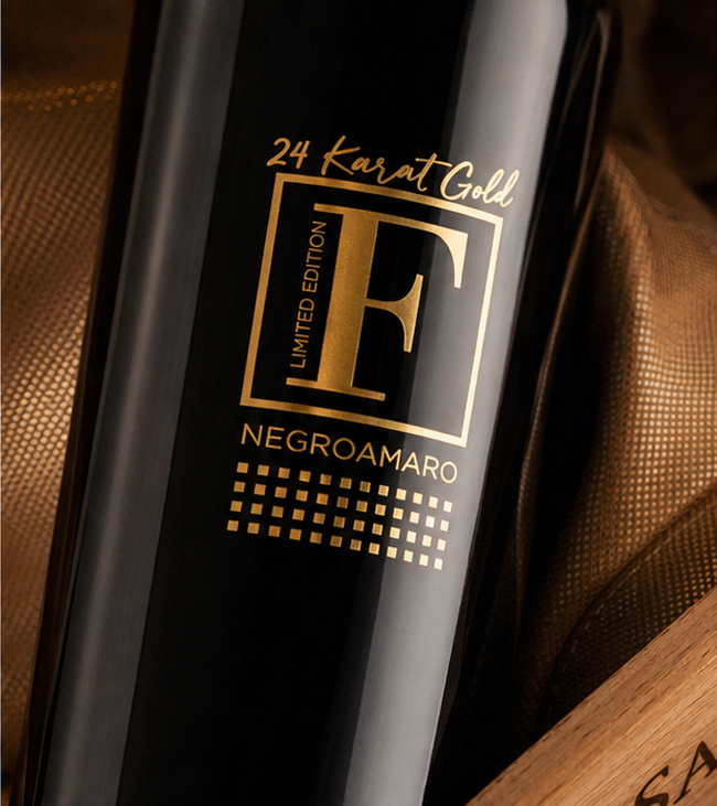 Nhãn chai vang F Gold Negroamaro Salento