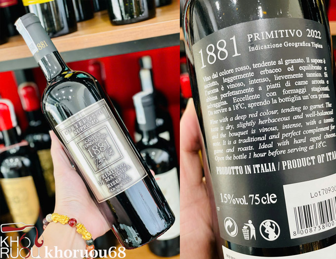 Rượu Vang 1881 Primitivo di Manduria Riserva