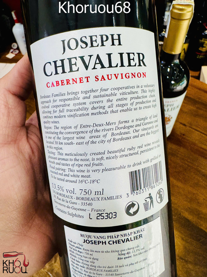 Rượu vang Pháp Joseph Chevalier Cabernet Sauvignon.... Rượu vang Pháp Joseph Chevalier Cabernet Sauvignon