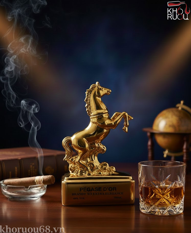 Ngựa Vàng PÉGASE D’OR Brandy XO Rượu linh vật ngựa Pégase D’or Brandy XO