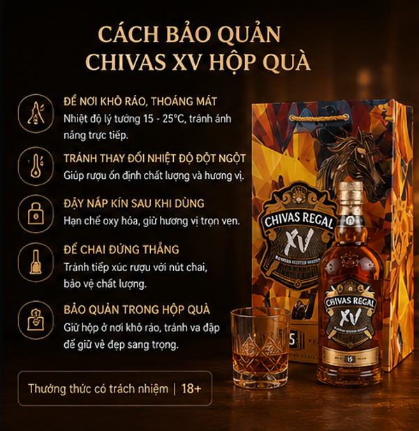 Cách bảo quản rượu Chivas XV 15 Hộp Quà