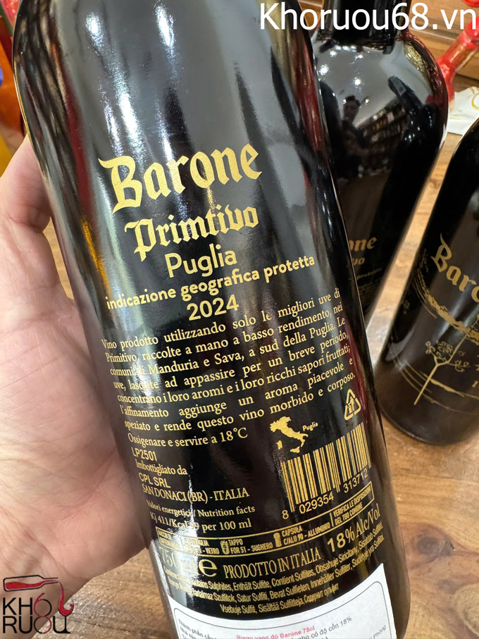 Rượu vang Ý Barone Primitivo Puglia Rượu vang Ý Barone Primitivo Puglia 2024