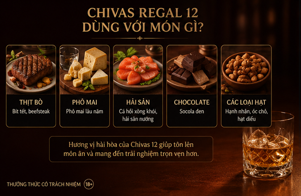 Chivas Regal 12 thưởng thức cùng món ăn