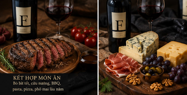 Rượu vang F Negroamaro kết hợp với món ăn