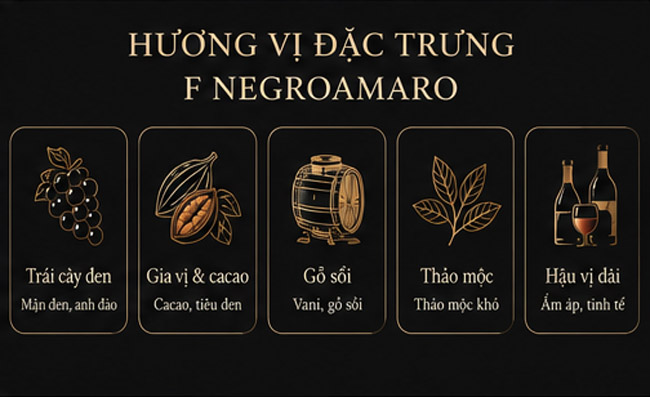 Hương vị đặc trưng của rượu vang F Negroamaro