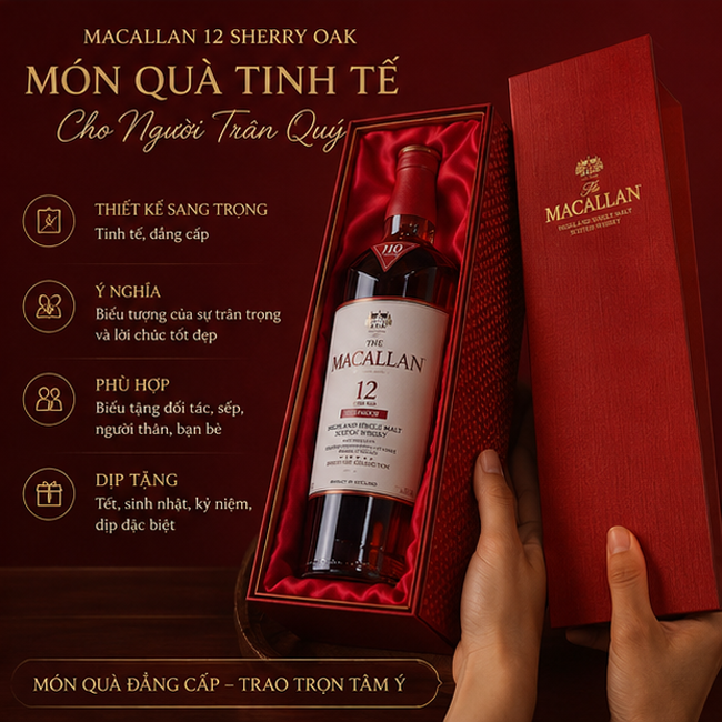 Macallan 12 Sherry Oak làm quà tặng