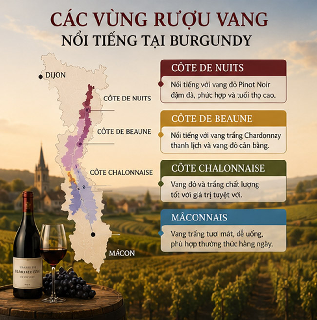 Các Vùng Rượu Vang Nổi Tiếng Tại Burgundy