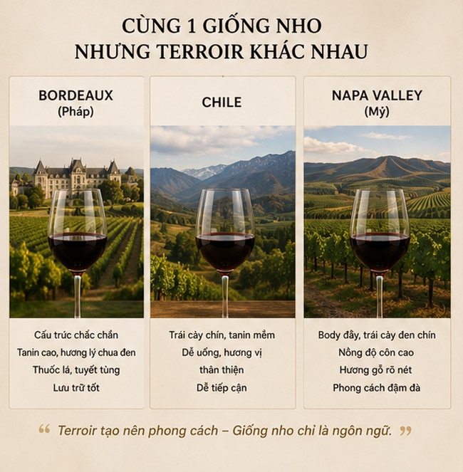 Terroir Là Gì? Vì Sao Cùng Một Giống Nho Nhưng Rượu Vang Lại Khác Nhau? Cùng một giống nho nhưng Terroir khác nhau