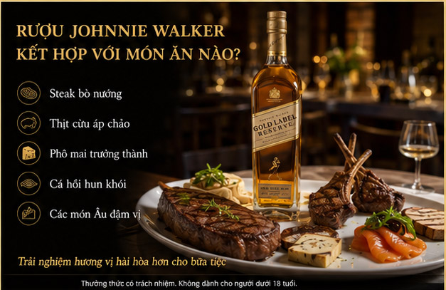 Rượu Johnnie Walker Kết Hợp Với Món Ăn