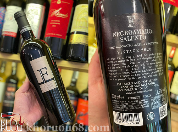 Rượu Vang F Xách Tay Và Rượu Vang F Công Ty Khác Nhau Như Thế Nào? Rượu Vang F Negroamaro 14,5 độ