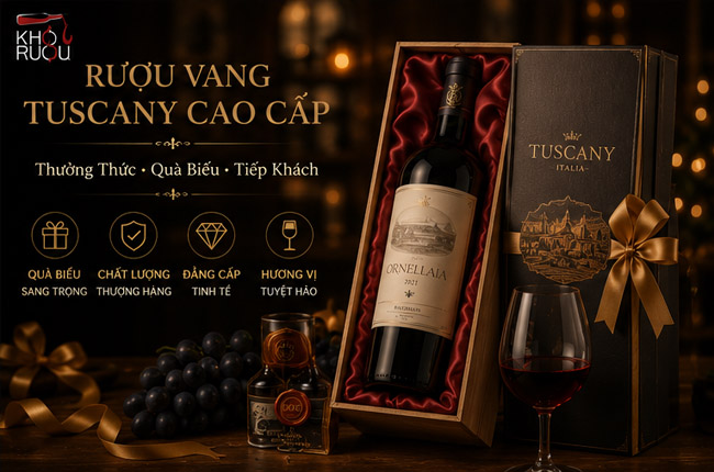 Rượu vang Tuscany nhập khẩu làm quà biếu cao cấp