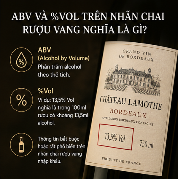 ABV Và %Vol Trên Nhãn Chai Rượu Vang 
