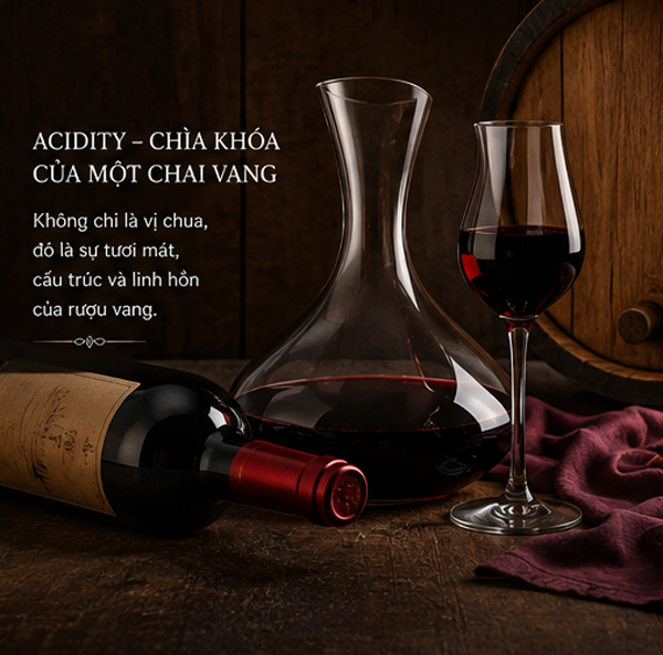 Acidity Là Gì Trong Rượu Vang? Hiểu Đúng Về Độ Chua Và Sự Tươi Mát Của Vang Acidity chìa kháo của một chai vang