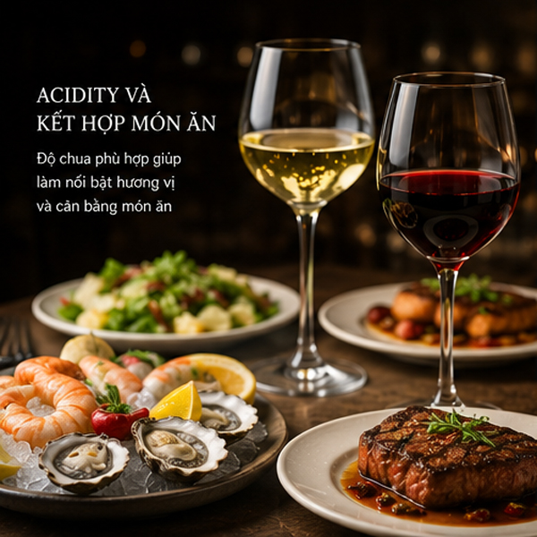 Acidity Là Gì Trong Rượu Vang? Hiểu Đúng Về Độ Chua Và Sự Tươi Mát Của Vang Acidity kết hợp với món ăn