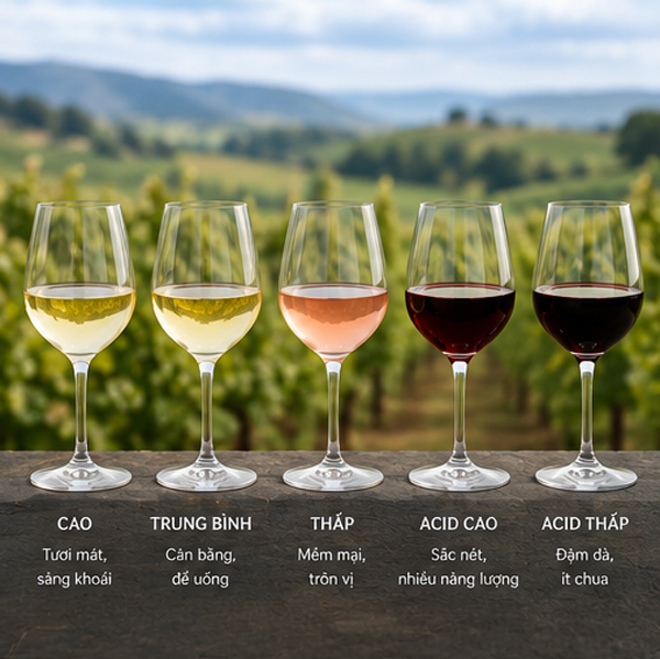 Acidity Là Gì Trong Rượu Vang? Hiểu Đúng Về Độ Chua Và Sự Tươi Mát Của Vang Acidity trong rượu vang