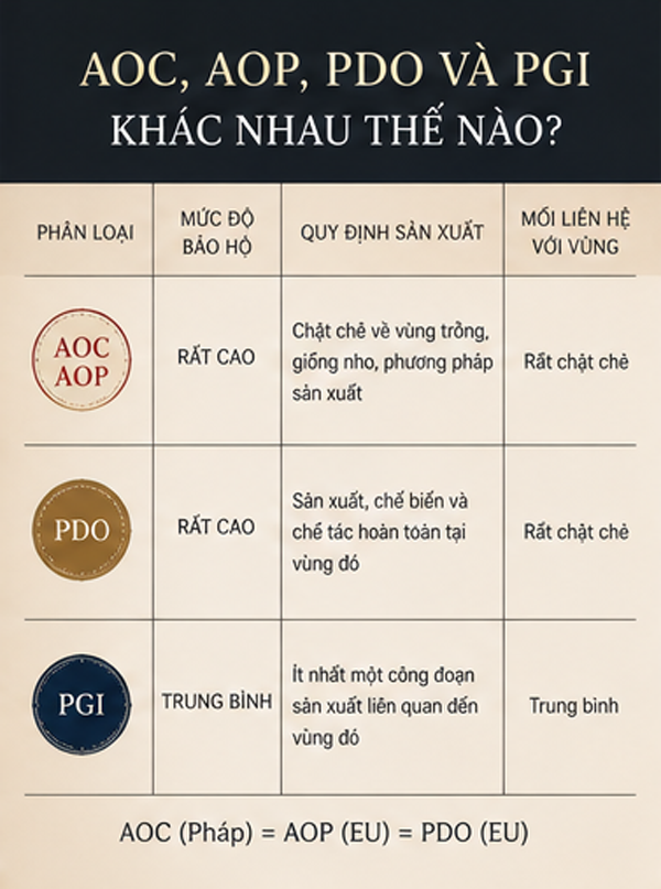 Appellation Là Gì? Hiểu Đúng Về Vùng Xuất Xứ Trên Nhãn Rượu Vang AOC,AOP,PDO và PGI