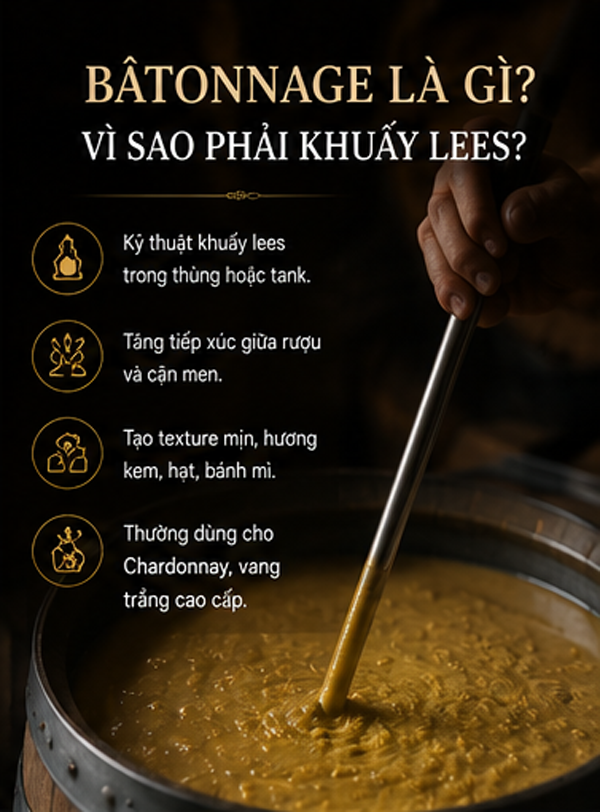 Lees Aging Là Gì? Ủ Trên Cặn Men Ảnh Hưởng Đến Hương Vị Rượu Vang Ra Sao? Bâtonnage kỹ thuật khuấy lees